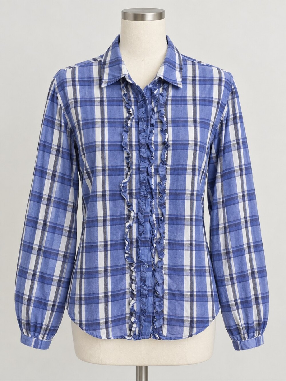 GANT Womens Plaid Shirt Top Blouse Button-down Cotton Silk Sheer Size EU36 US6